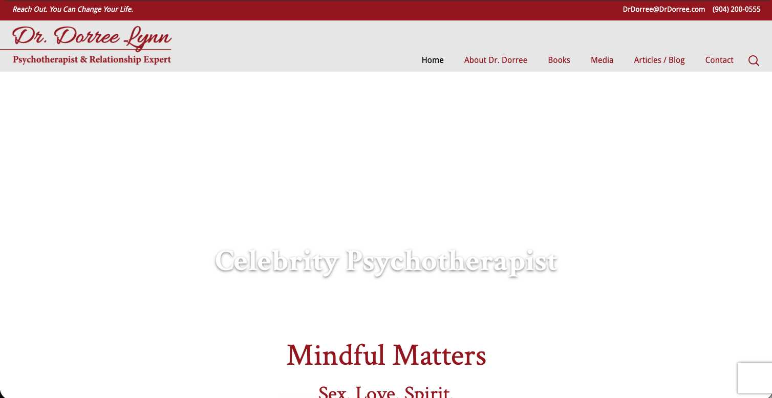 Dr. Dorree Lynn website before rebuild: broken links, outdated structure