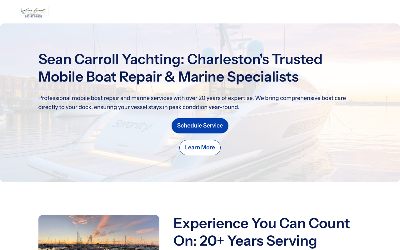 Sean Carroll Yachting website — mobile marine services Charleston SC